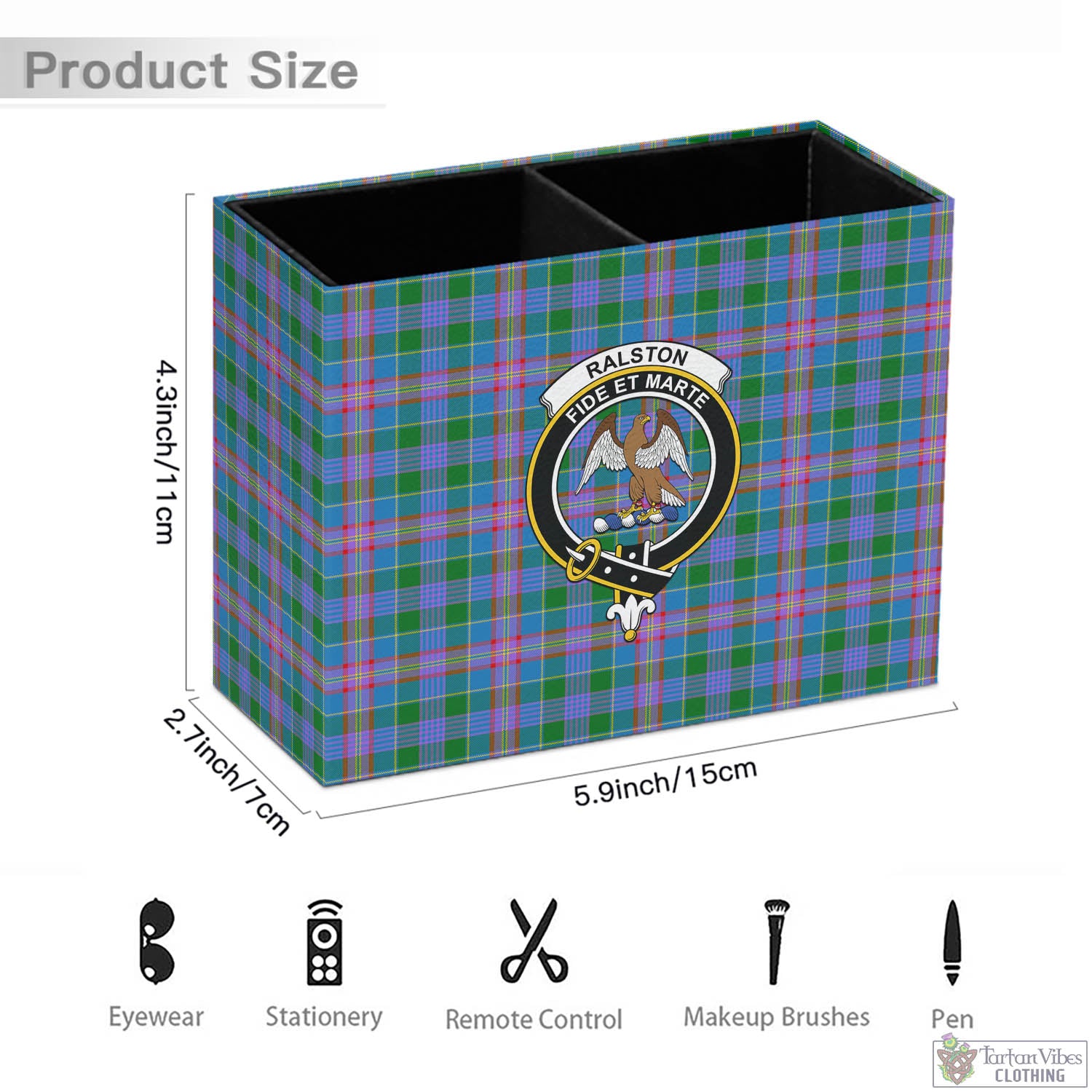 Tartan Vibes Clothing Ralston Tartan Pen Holder with Family Crest