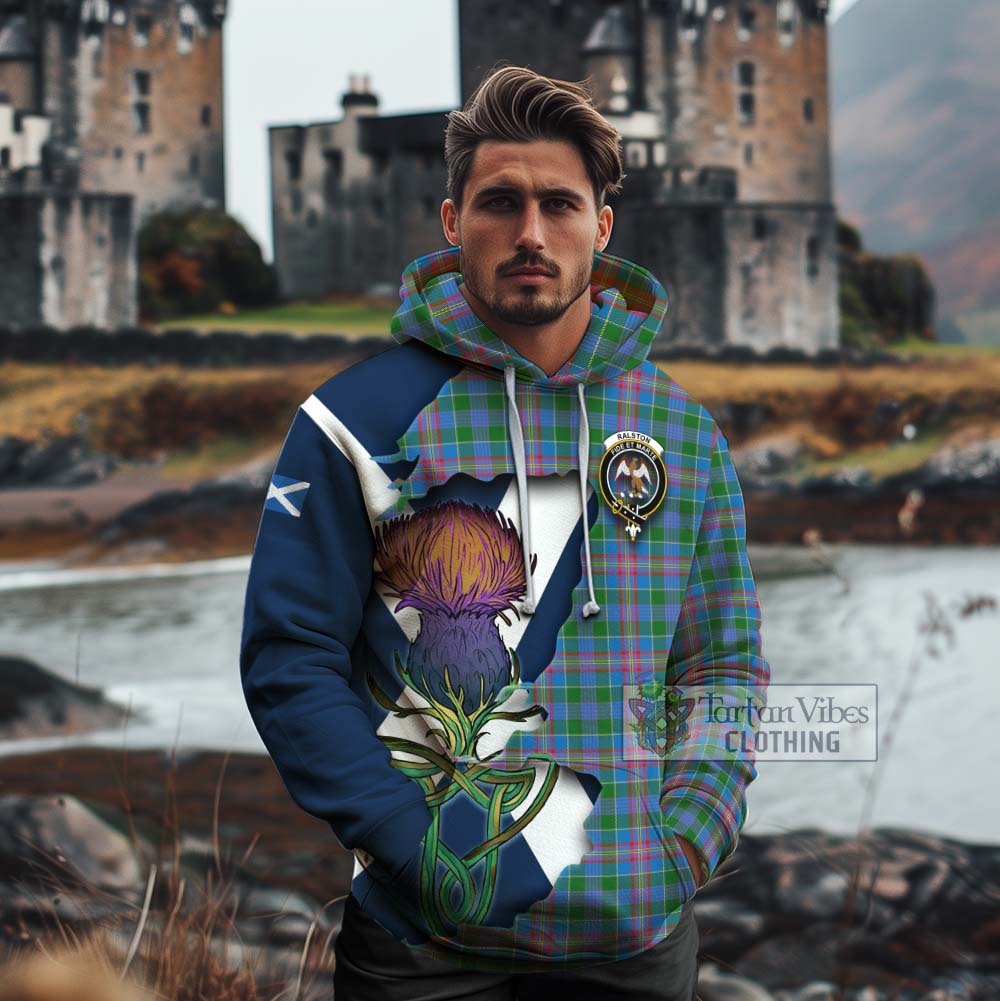 Tartan Vibes Clothing Ralston Tartan Family Crest Cotton Hoodie Scottish Thistle Celtic Inspired