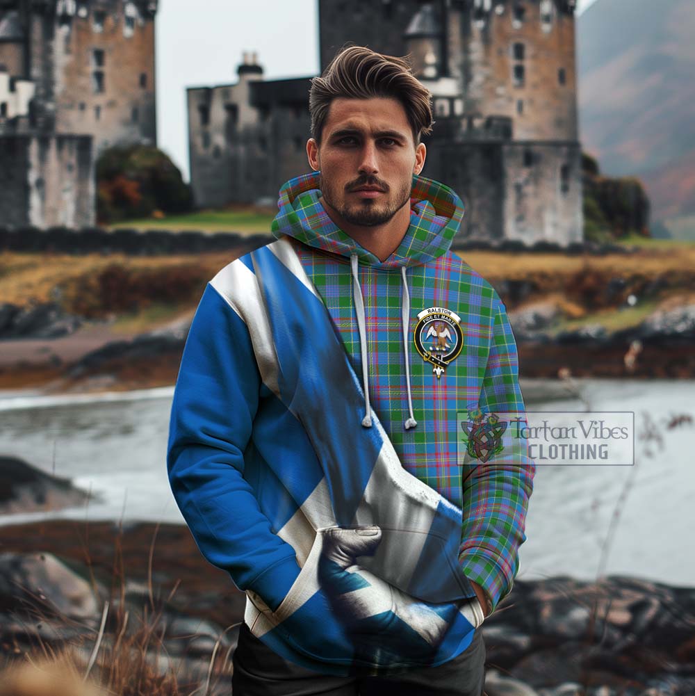 Tartan Vibes Clothing Ralston Tartan Cotton Hoodie with Family Crest Scotland Patriotic Style