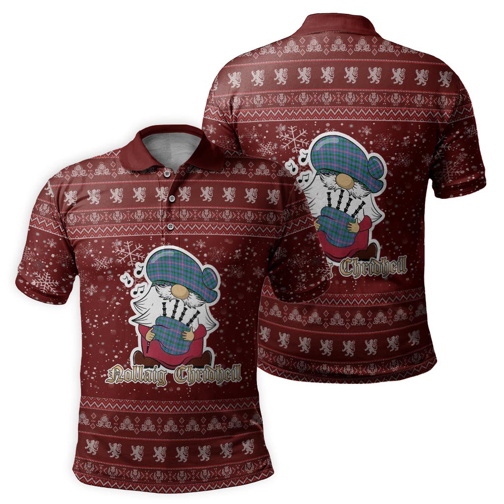 Ralston Clan Christmas Family Polo Shirt with Funny Gnome Playing Bagpipes - Tartanvibesclothing