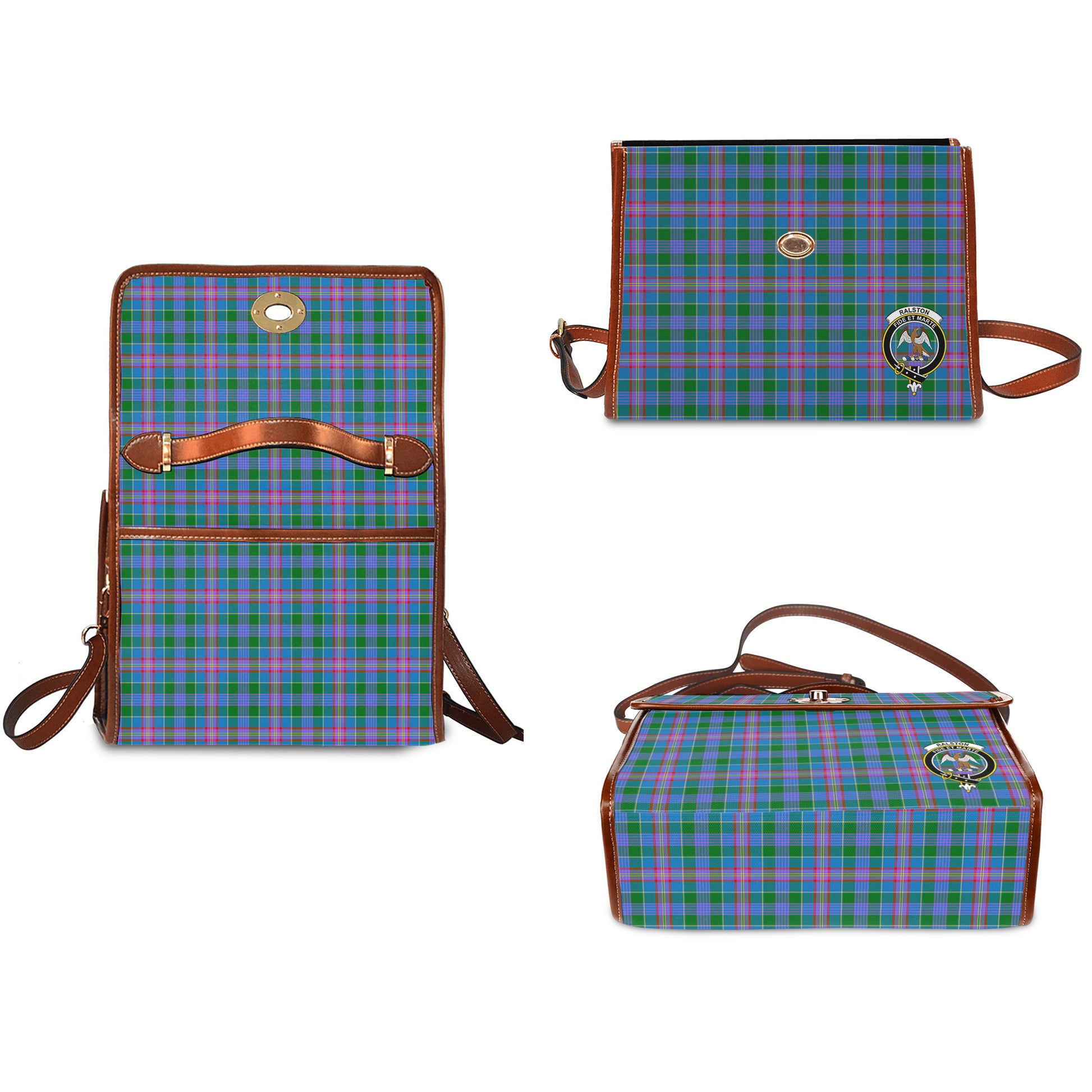 ralston-tartan-leather-strap-waterproof-canvas-bag-with-family-crest