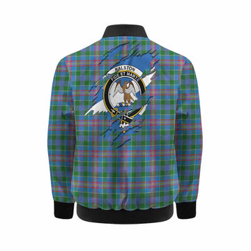 Ralston Clan Crest In Me Tartan Kid Bomber Jacket Scotland Flag Style
