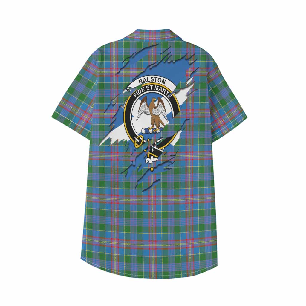 Ralston Clan Crest In Me Tartan Kid Hawaiian Shirt Scotland Flag Style