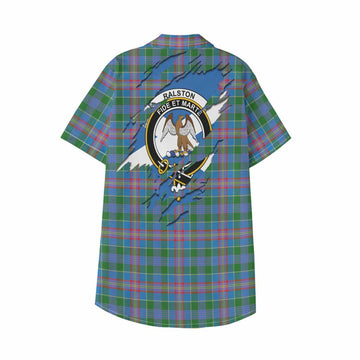 Ralston Clan Crest In Me Tartan Kid Hawaiian Shirt Scotland Flag Style