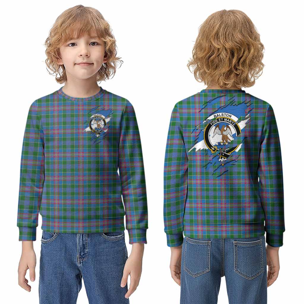 Ralston Clan Crest In Me Tartan Kid Knitted Sweatshirt Scotland Flag Style