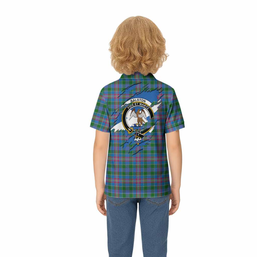 Ralston Clan Crest In Me Tartan Kid Polo Shirt Scotland Flag Style