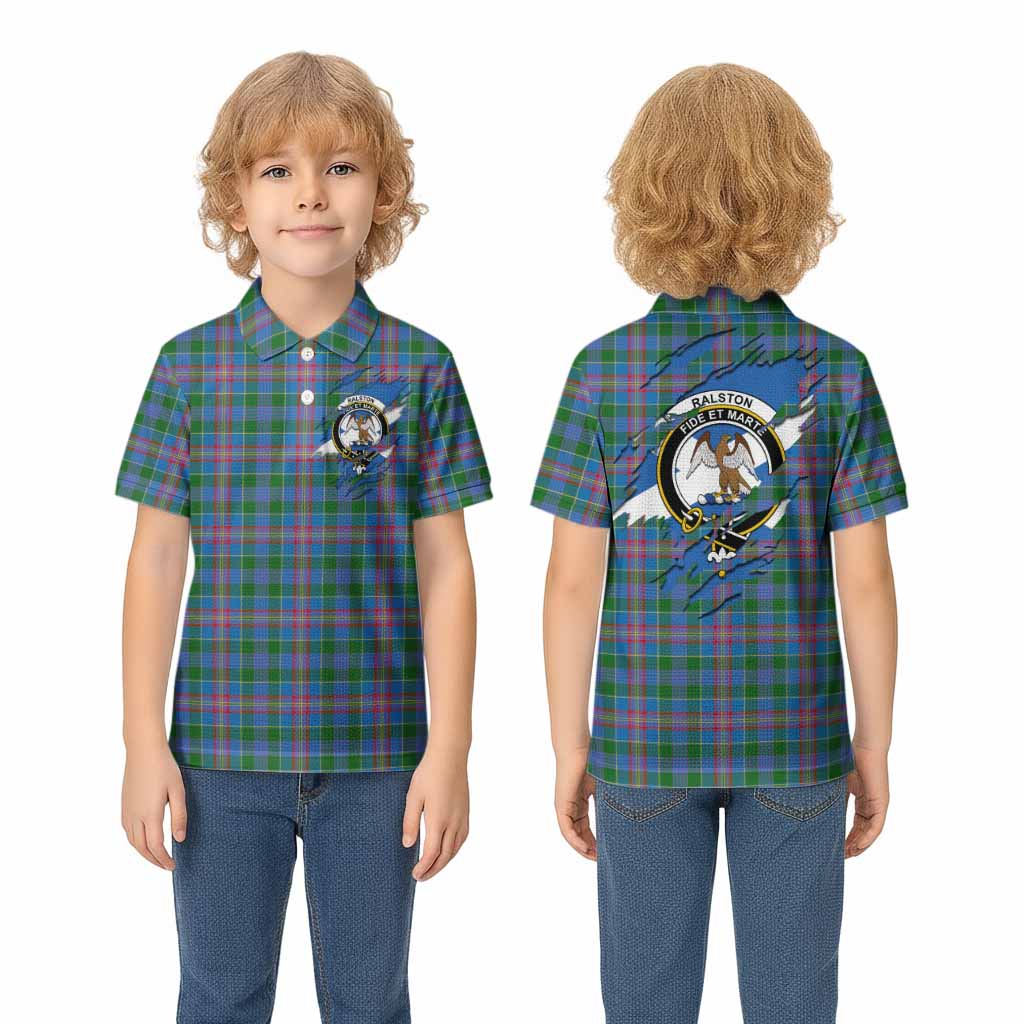 Ralston Clan Crest In Me Tartan Kid Polo Shirt Scotland Flag Style