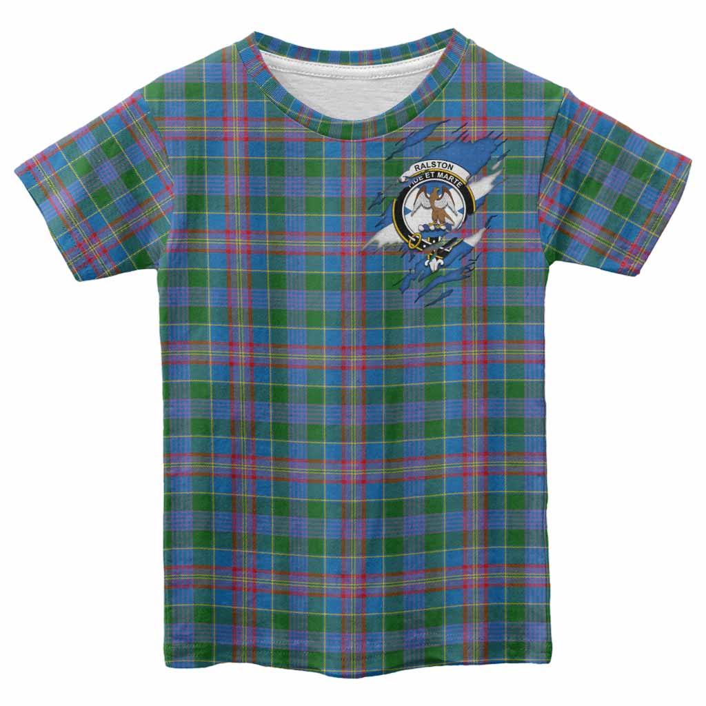 Ralston Clan Crest In Me Tartan Kid T-shirt Scotland Flag Style