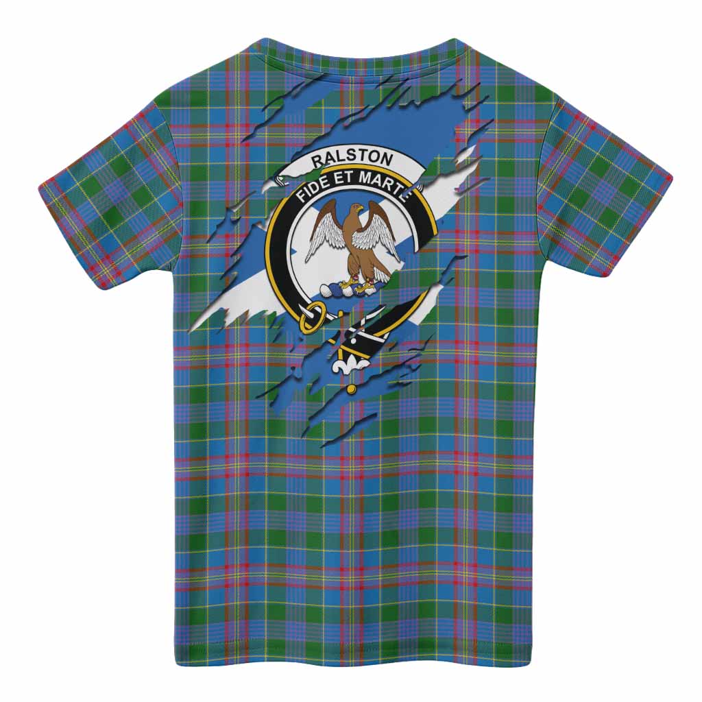 Ralston Clan Crest In Me Tartan Kid T-shirt Scotland Flag Style