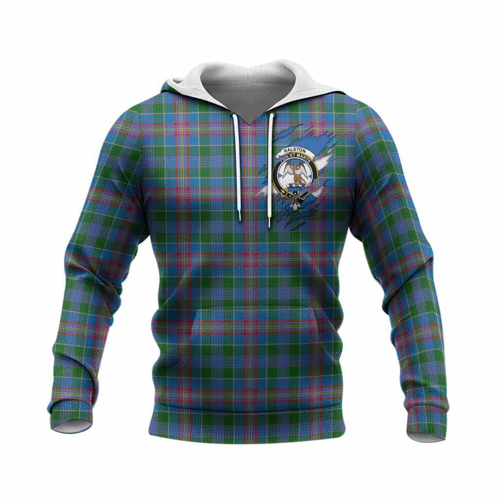 Ralston Clan Crest In Me Tartan Knitted Hoodie Scotland Flag Style
