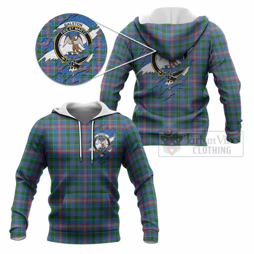 Ralston Clan Crest In Me Tartan Knitted Hoodie Scotland Flag Style
