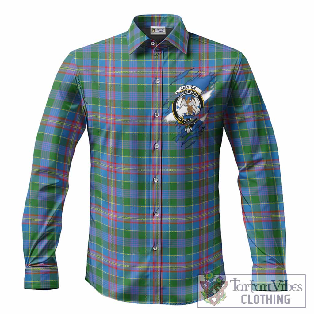 Ralston Clan Crest In Me Tartan Long Sleeve Button Shirts Scotland Flag Style
