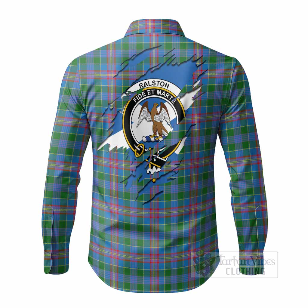 Ralston Clan Crest In Me Tartan Long Sleeve Button Shirts Scotland Flag Style