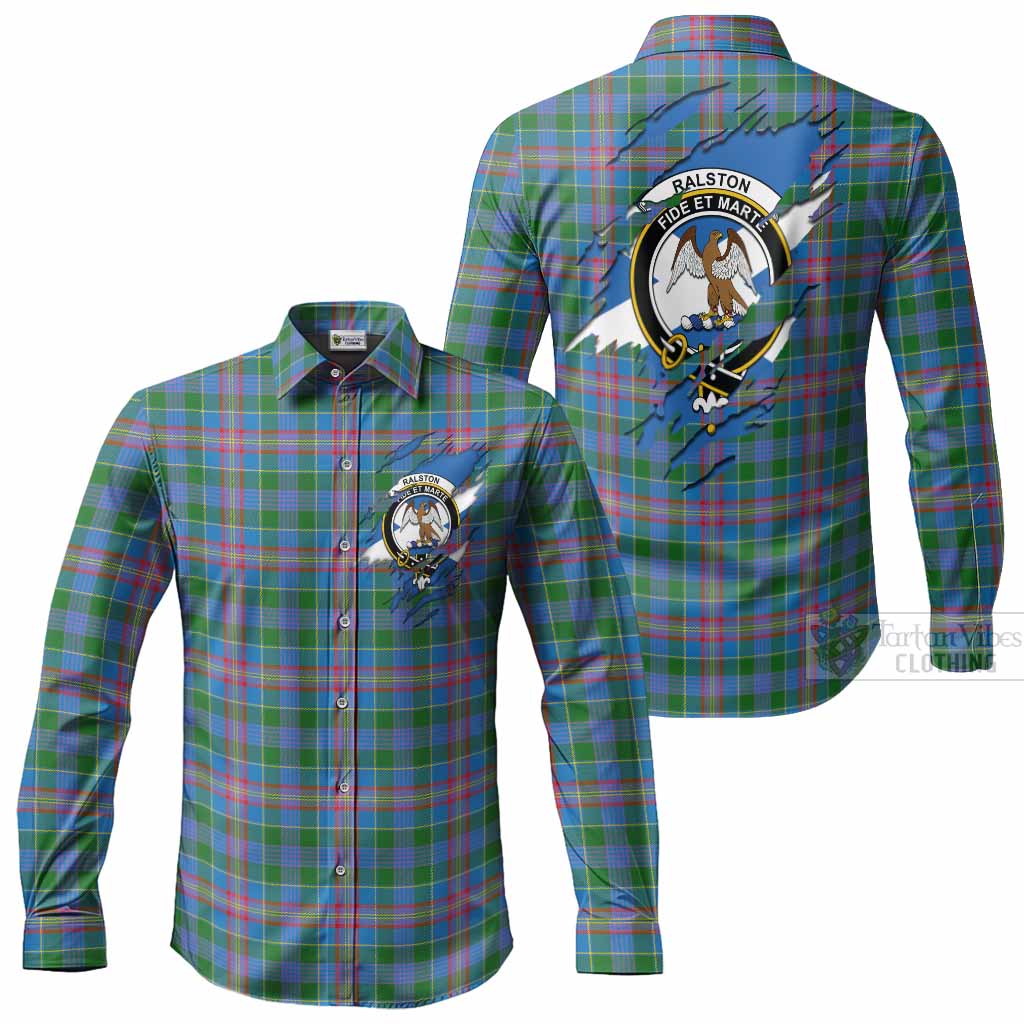 Ralston Clan Crest In Me Tartan Long Sleeve Button Shirts Scotland Flag Style