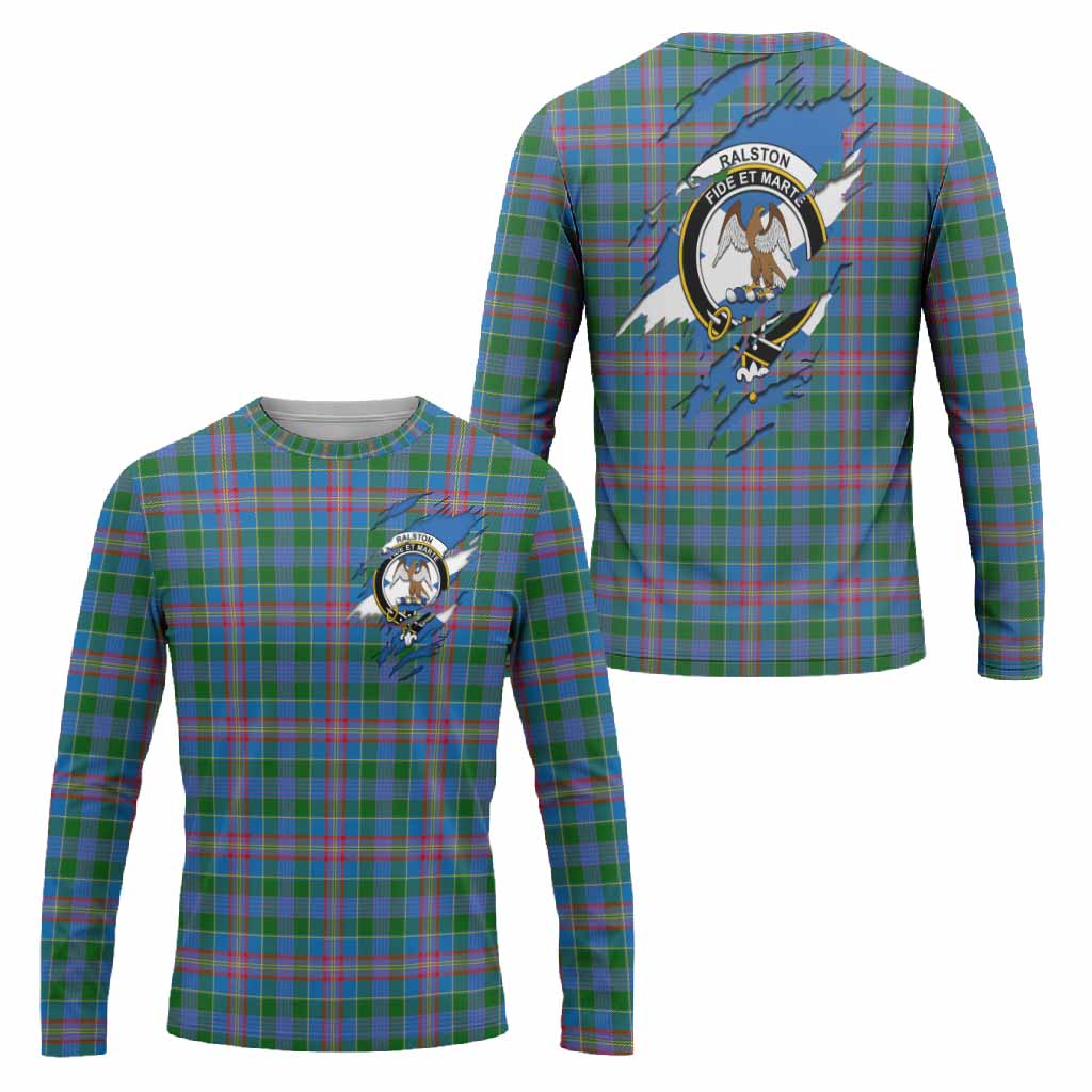 Ralston Clan Crest In Me Tartan Long Sleeve T-Shirt Scotland Flag Style