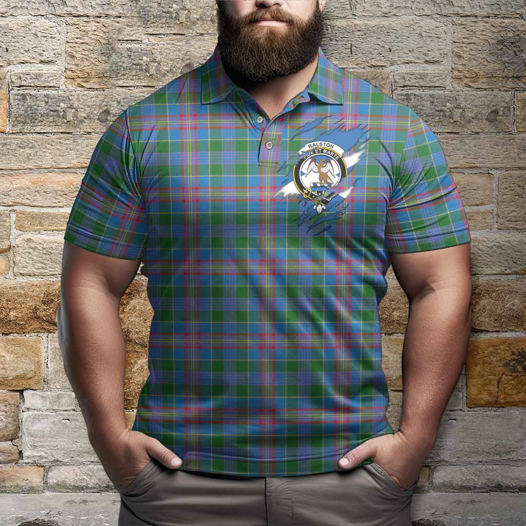 Ralston Clan Crest In Me Tartan Polo Shirt Scotland Flag Style
