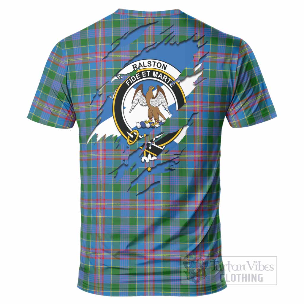 Ralston Clan Crest In Me Tartan T-Shirt Scotland Flag Style