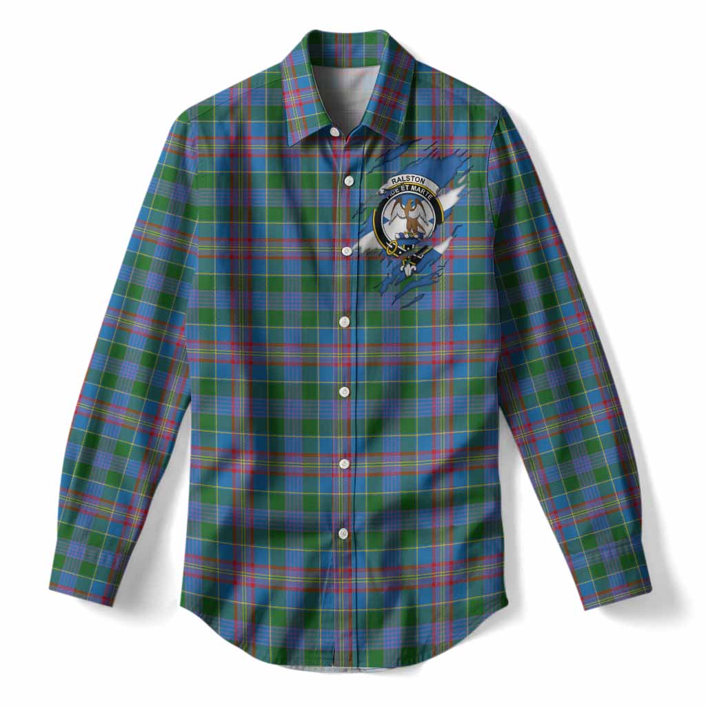 Ralston Clan Crest In Me Tartan Women Casual Shirt Scotland Flag Style