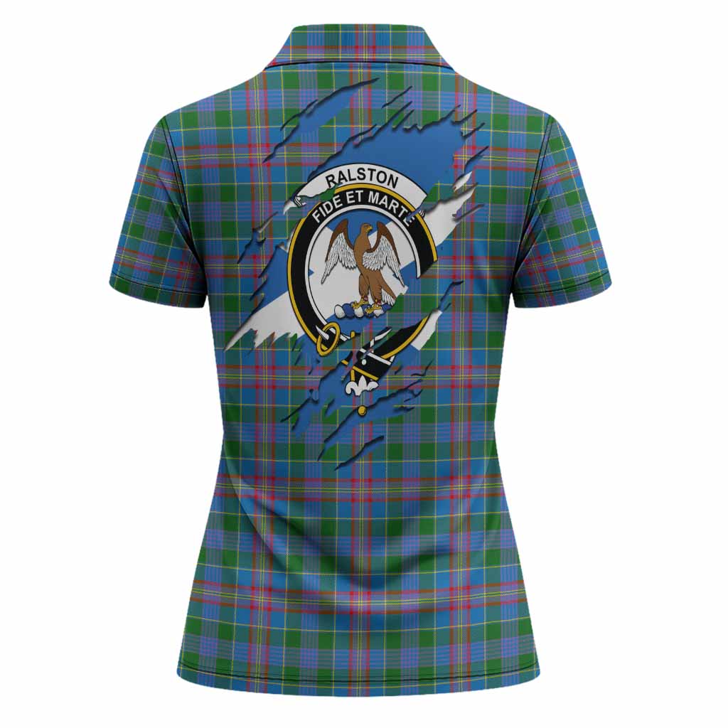 Ralston Clan Crest In Me Tartan Women Polo Shirt Scotland Flag Style