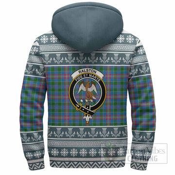Ralston Clan Tartan Christmas Fleece Hoodie with Family Crest