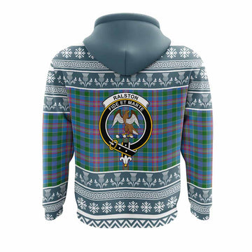 Ralston Clan Tartan Christmas Hoodie with Family Crest