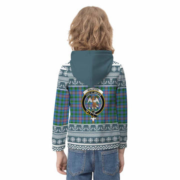 Ralston Clan Tartan Christmas Kid Hoodie with Family Crest