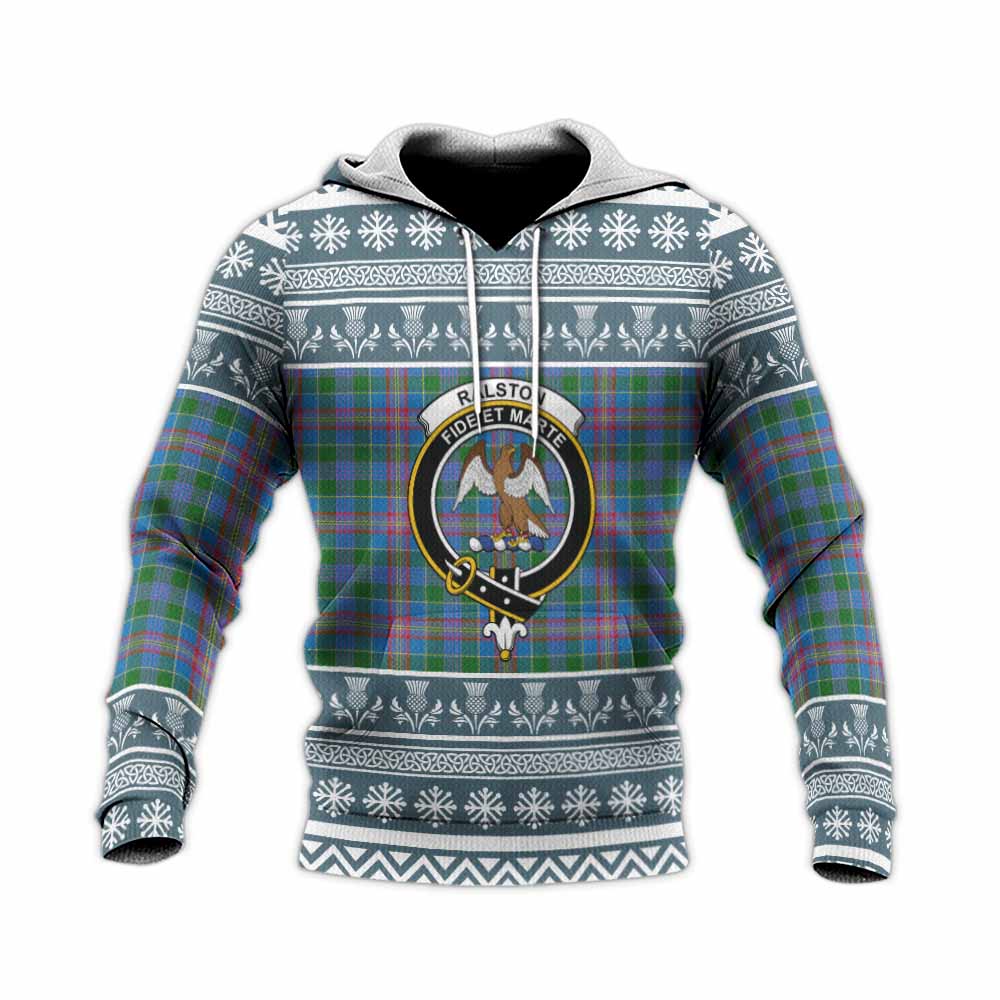 Ralston Clan Tartan Christmas Knitted Hoodie with Family Crest - Tartan Vibes Clothing