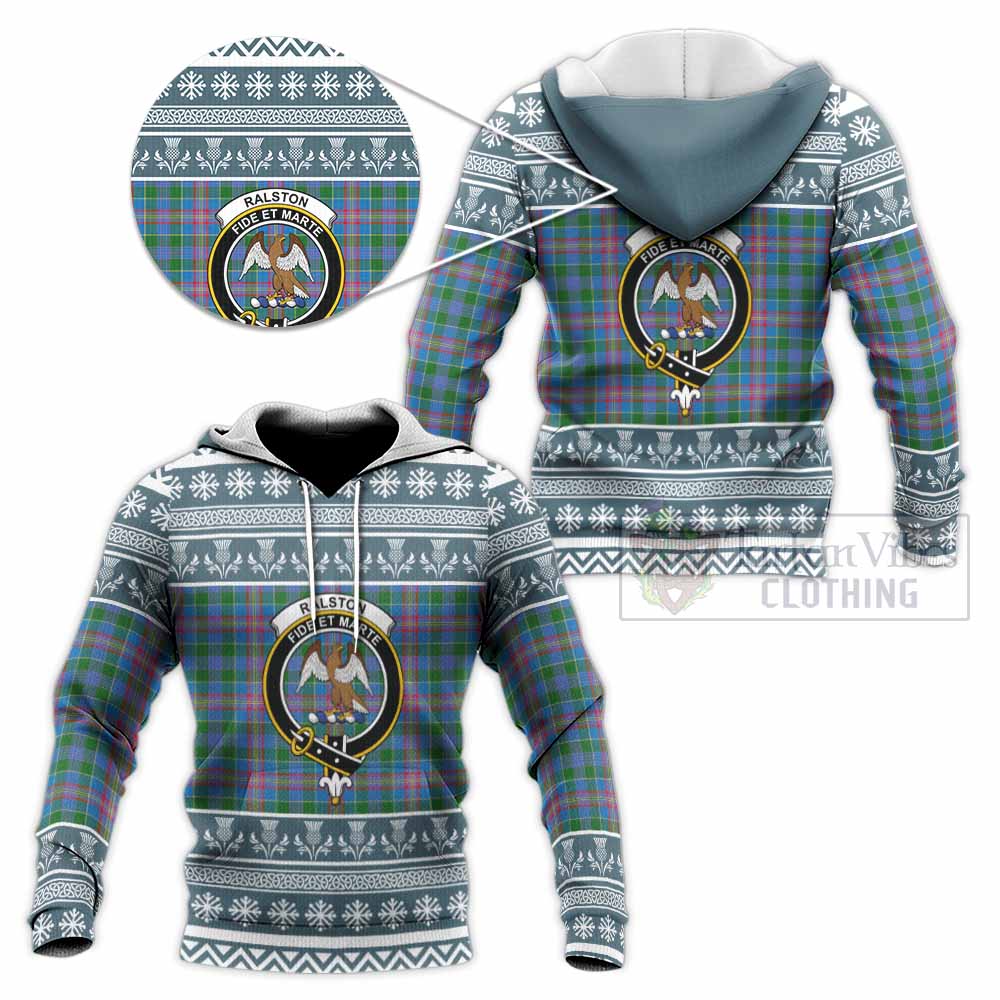 Ralston Clan Tartan Christmas Knitted Hoodie with Family Crest - Tartan Vibes Clothing