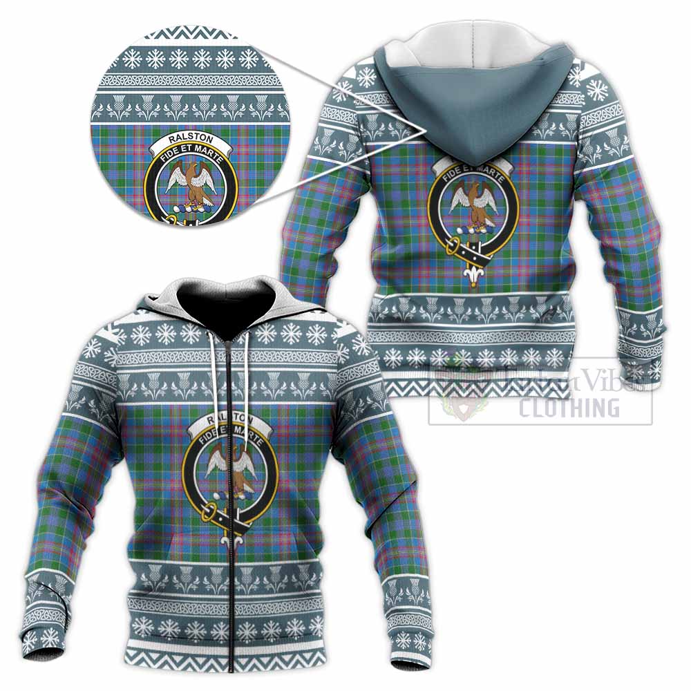 Ralston Clan Tartan Christmas Knitted Hoodie with Family Crest - Tartan Vibes Clothing
