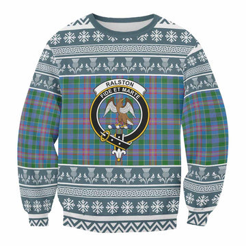 Ralston Clan Tartan Christmas Sweatshirt with Family Crest
