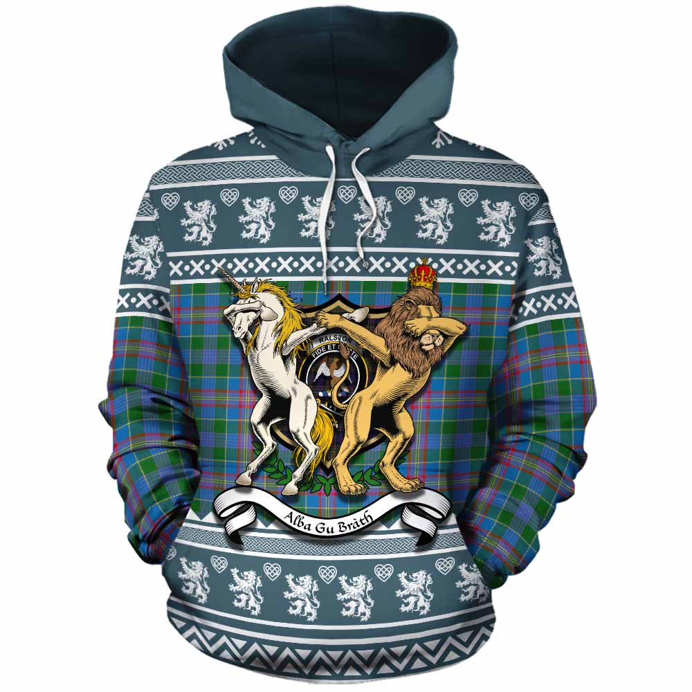 Ralston Clan Tartan Crest Christmas Cotton Hoodie Coat of Arms Funny Style - Tartan Vibes Clothing