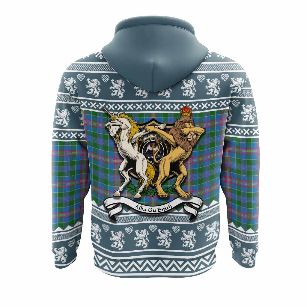 Ralston Clan Tartan Crest Christmas Hoodie Coat of Arms Funny Style - Tartan Vibes Clothing