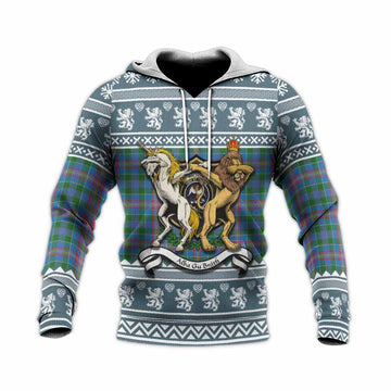 Ralston Clan Tartan Crest Christmas Knitted Hoodie Coat of Arms Funny Style