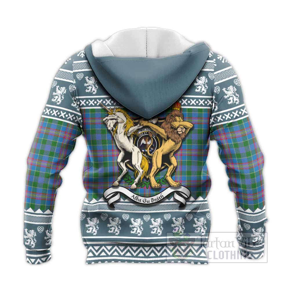 Ralston Clan Tartan Crest Christmas Knitted Hoodie Coat of Arms Funny Style - Tartan Vibes Clothing