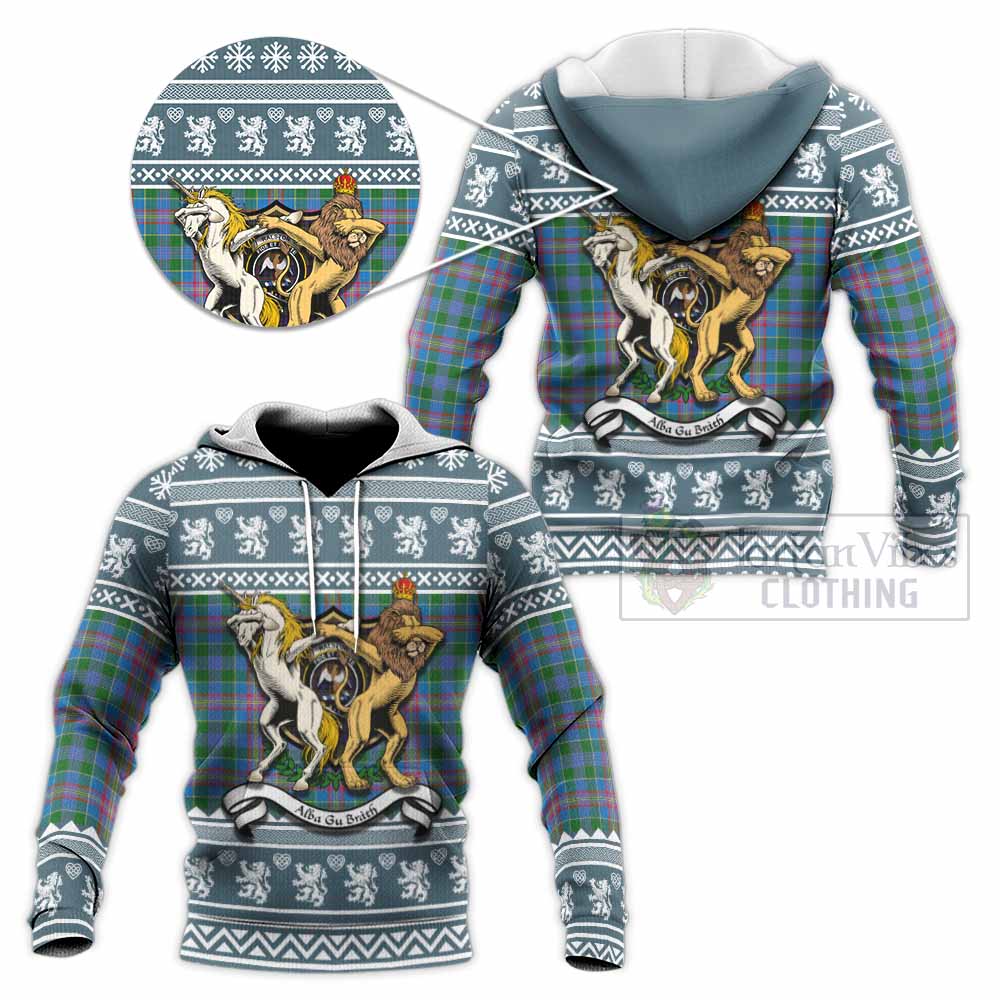 Ralston Clan Tartan Crest Christmas Knitted Hoodie Coat of Arms Funny Style - Tartan Vibes Clothing