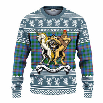 Ralston Clan Tartan Crest Christmas Ugly Sweater Coat of Arms Funny Style