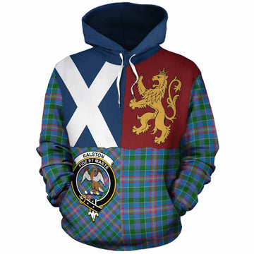 Ralston Crest Tartan Cotton Hoodie with Lion Rampant Saltire Style