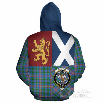 Ralston Crest Tartan Cotton Hoodie with Lion Rampant Saltire Style
