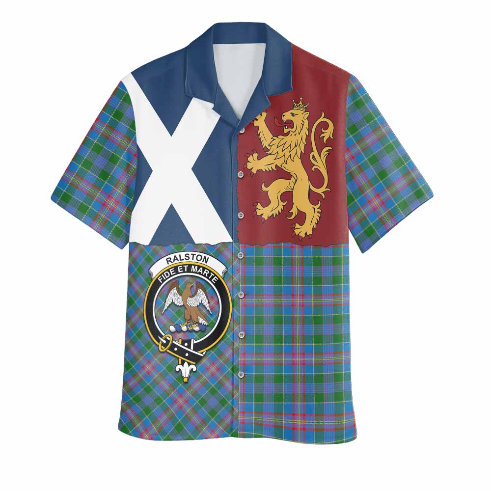 Ralston Crest Tartan Hawaiian Shirt with Lion Rampant Saltire Style