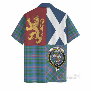 Ralston Crest Tartan Hawaiian Shirt with Lion Rampant Saltire Style