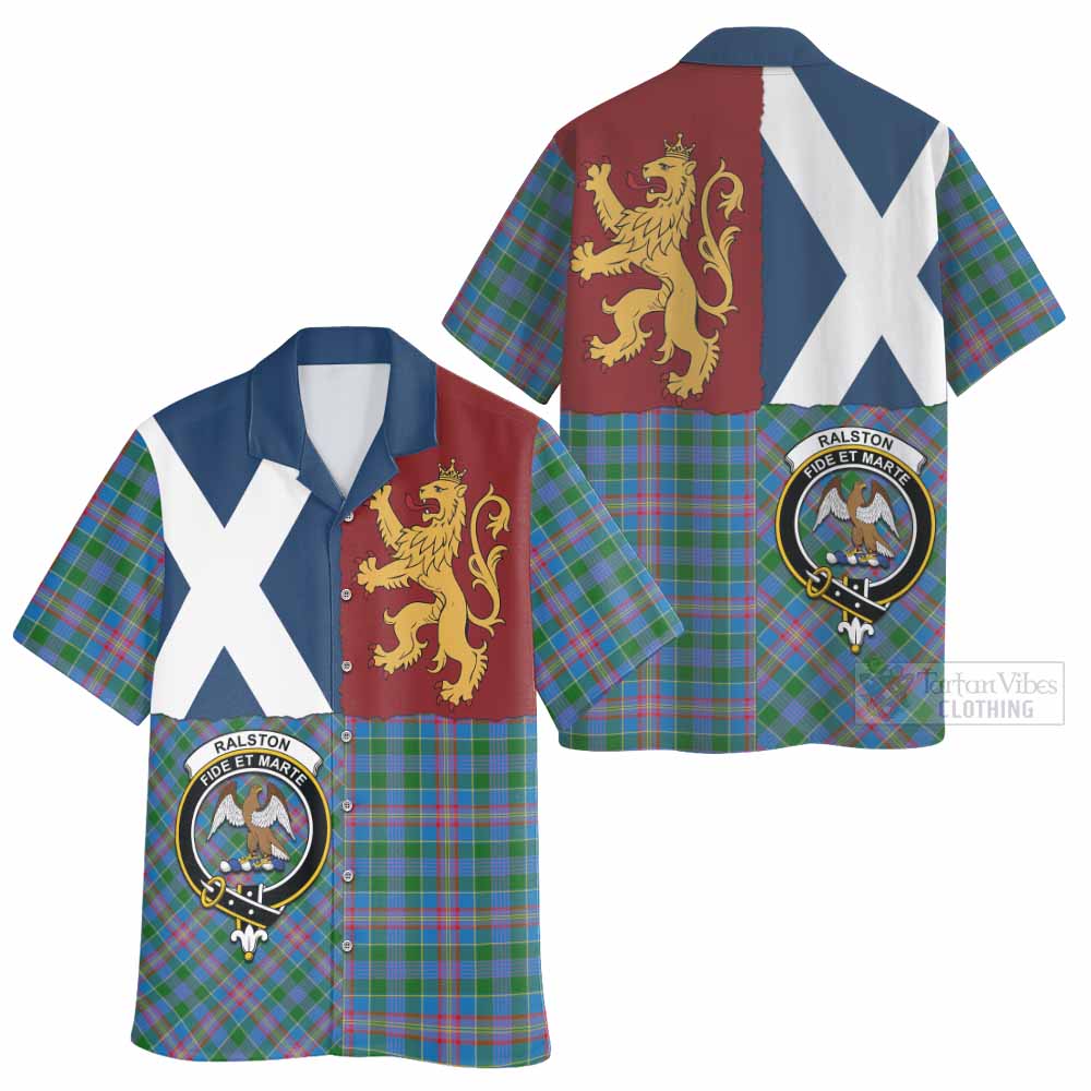Ralston Crest Tartan Hawaiian Shirt with Lion Rampant Saltire Style