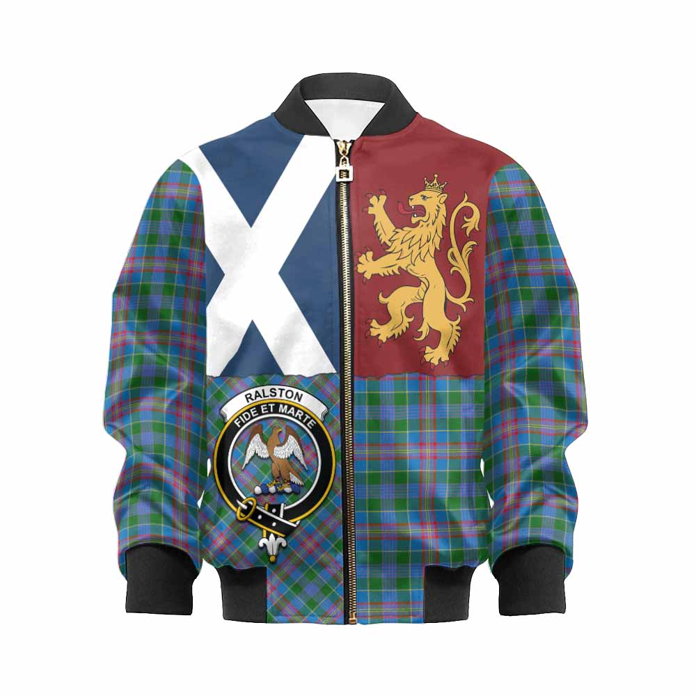 Ralston Crest Tartan Kid Bomber Jacket with Lion Rampant Saltire Style - Tartan Vibes Clothing