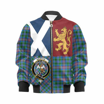 Ralston Crest Tartan Kid Bomber Jacket with Lion Rampant Saltire Style