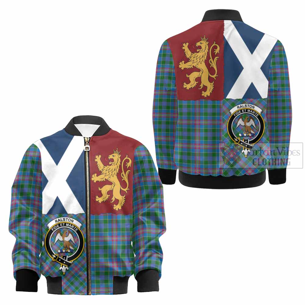Ralston Crest Tartan Kid Bomber Jacket with Lion Rampant Saltire Style - Tartan Vibes Clothing
