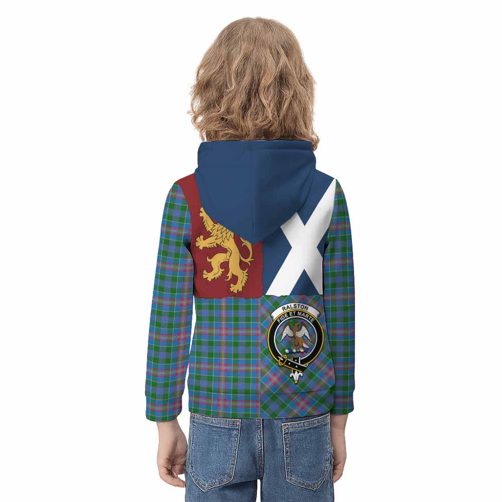 Ralston Crest Tartan Kid Hoodie with Lion Rampant Saltire Style - Tartan Vibes Clothing