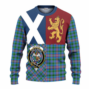Ralston Crest Tartan Knitted Sweater with Lion Rampant Saltire Style