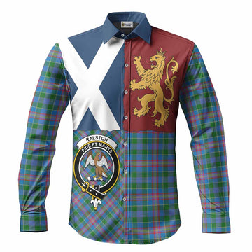 Ralston Crest Tartan Long Sleeve Button Shirts with Lion Rampant Saltire Style