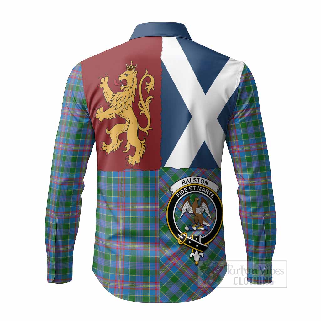 Ralston Crest Tartan Long Sleeve Button Shirts with Lion Rampant Saltire Style