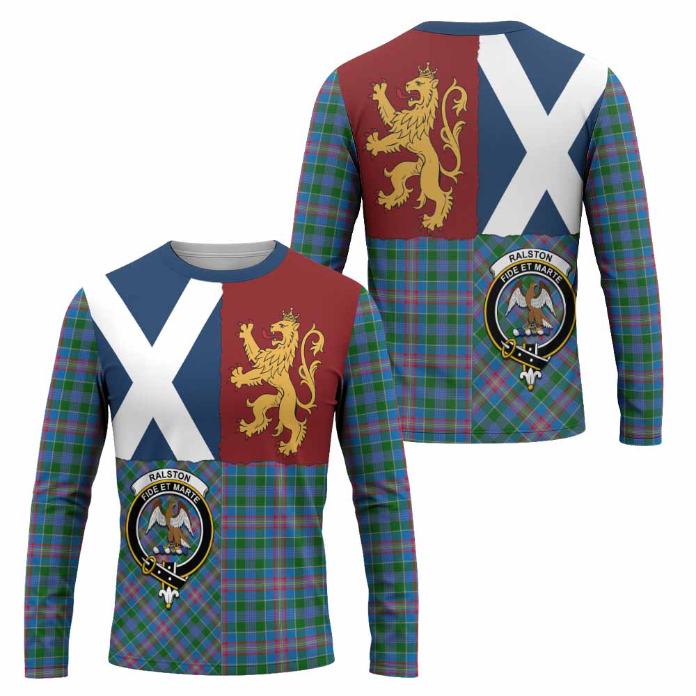 Ralston Crest Tartan Long Sleeve T-Shirt with Lion Rampant Saltire Style