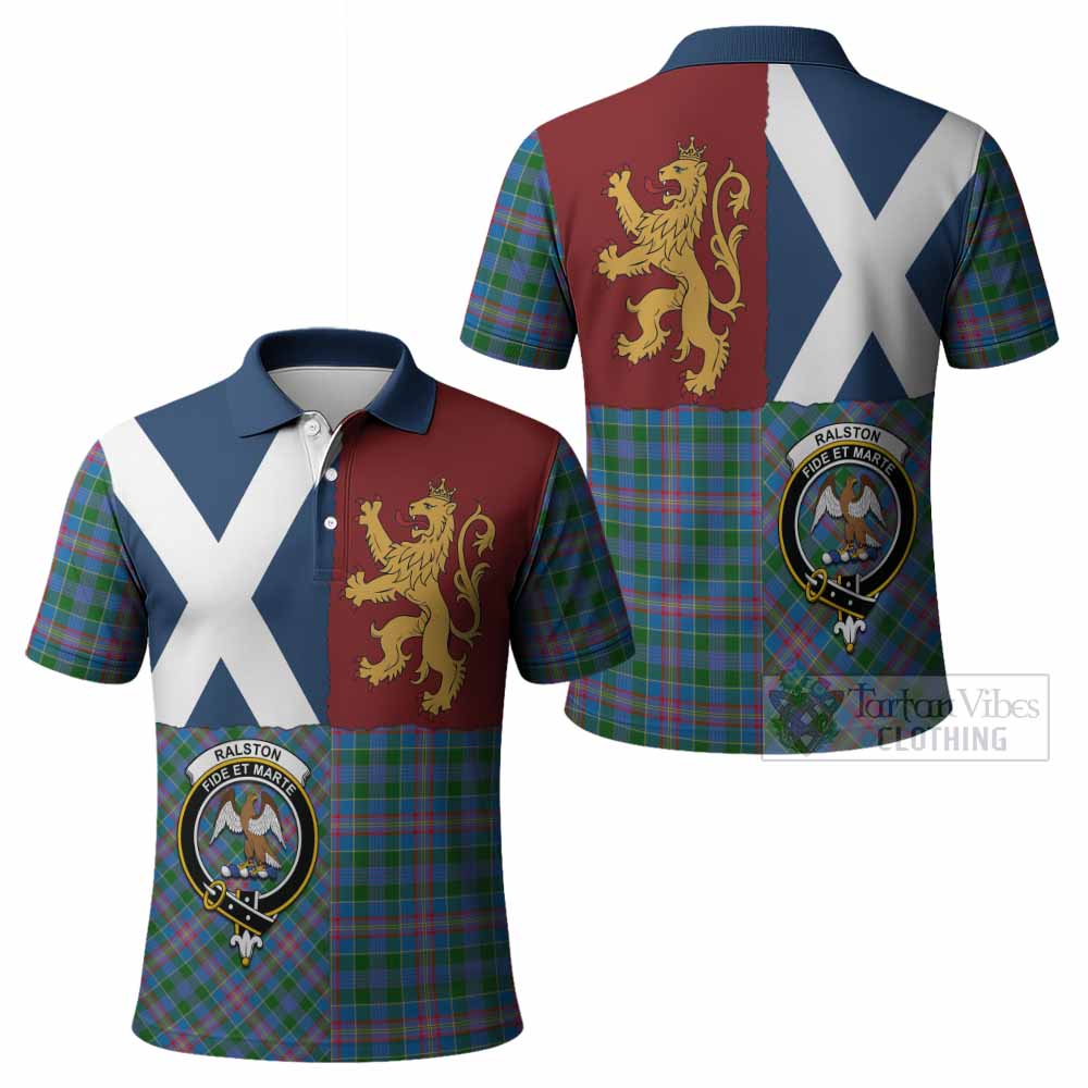 Ralston Crest Tartan Polo Shirt with Lion Rampant Saltire Style